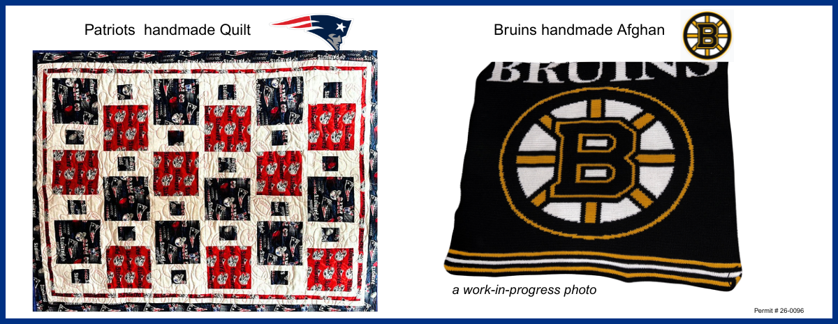 Nashua Children's Home Raffles for Patriots Quilt & Bruins Afghan