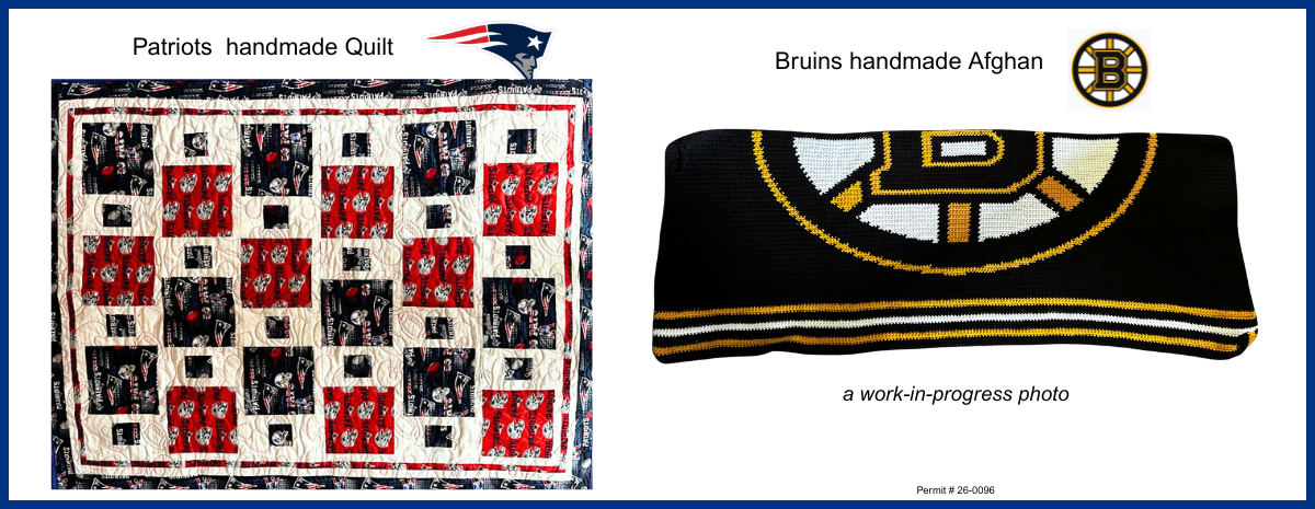 Nashua Children's Home Raffles for Patriots Quilt & Bruins Afghan